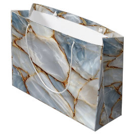 Luxury White Blue Marble & Gold Veins Agate Stone