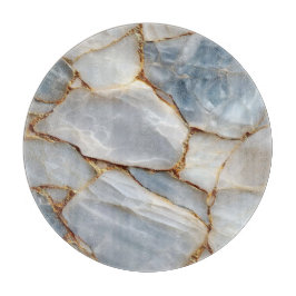Luxury White Blue Marble & Gold Veins Agate Stone