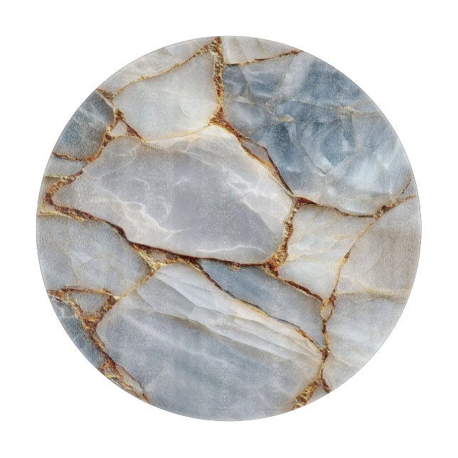Luxury White Blue Marble & Gold Veins Agate Stone  (Framsidan)