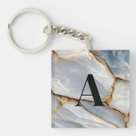 Luxury White Blue Marble & Gold Veins Agate Stone