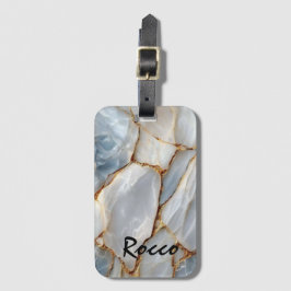 Luxury White Blue Marble & Gold Veins Agate Stone Bagagebricka
