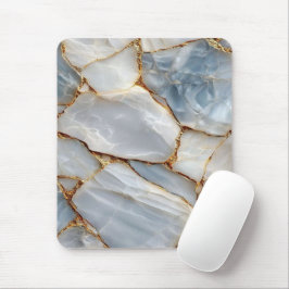 Luxury White Blue Marble & Gold Veins Agate Stone Musmatta