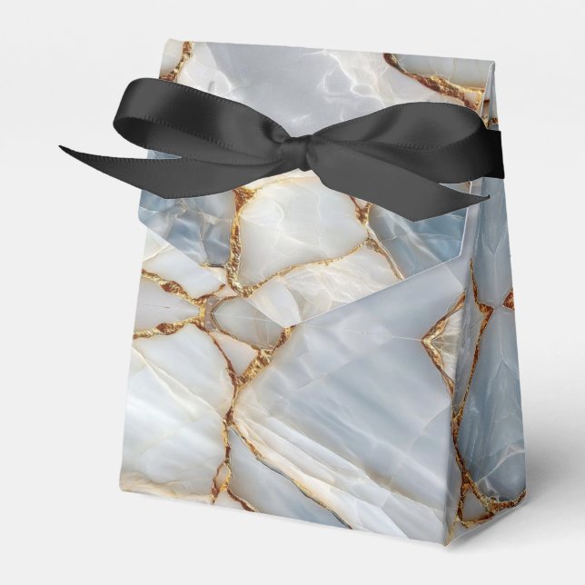 Luxury White Blue Marble & Gold Veins Agate Stone  Presentaskar (Framsidan Sidan)
