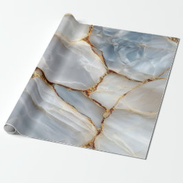 Luxury White Blue Marble & Gold Veins Agate Stone Presentpapper