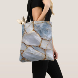 Luxury White Blue Marble & Gold Veins Agate Stone Tygkasse