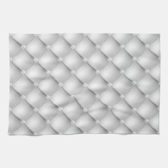 Luxury White Diamond Tuftade Mönster Kökshandduk (Horisontell)