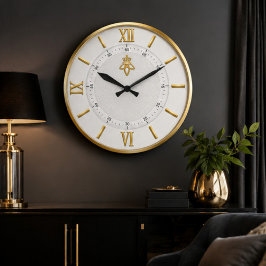Luxury White & Gold Elegant Minimalist Stor Klocka