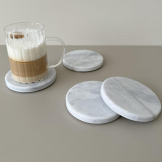 Luxury White & Gold Marble Coaster – Elegant Aesth Underlägg