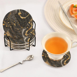 Luxury White & Gold Marble Coaster – Elegant Aesth Underlägg