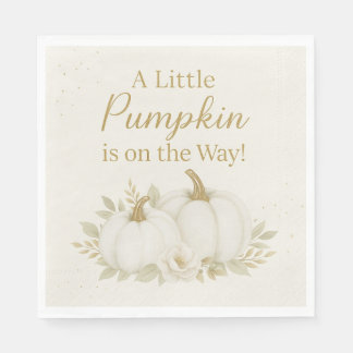 Luxury White & Gold Pumpkin Baby Shower Napkin Pappersservett