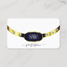 Luxury White Guld Blue med Monogram Professionell Visitkort