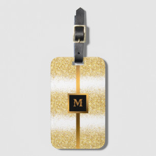 Luxury White Guld Glitter Bagagebricka