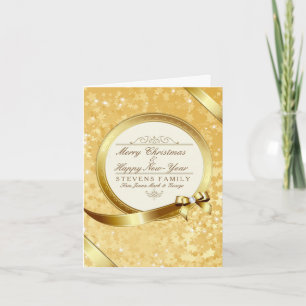 Luxury White & Guld God jul Helgkort