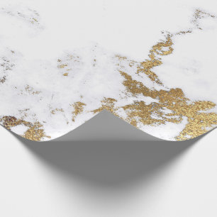 Luxury White Guld Grått Carrara Marble Stone VIP Presentpapper