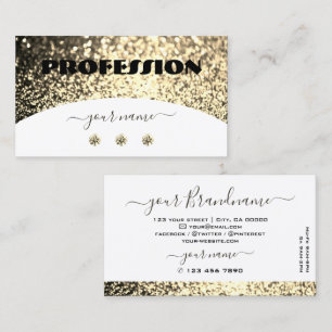 Luxury White Guld Sparkling Glitter Rhinestones Visitkort