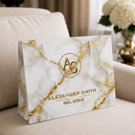 Luxury White Marble Gold Monogram Real Estate