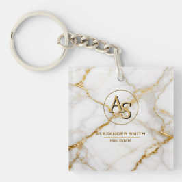 Luxury White Marble Gold Monogram Real Estate