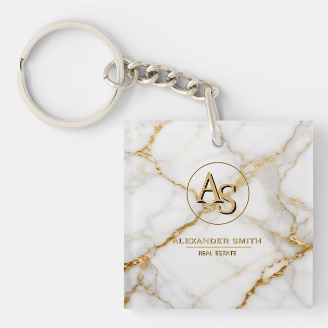 Luxury White Marble Gold Monogram Real Estate  (Framsidan)