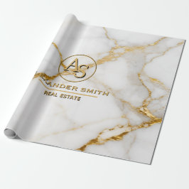 Luxury White Marble Gold Monogram Real Estate Presentpapper