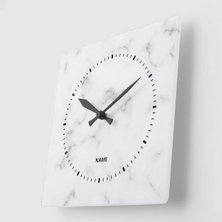 Luxury White marble struktur Fyrkantig Klocka