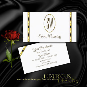 Luxury White och Guld med Monogram Professionell Visitkort
