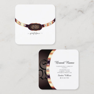 Luxury White och Ro Guld med judar Monogrammed Fyrkantigt Visitkort