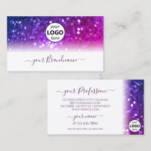 Luxury White Rosa Lila Gnistra Glitter med Logotyp Visitkort