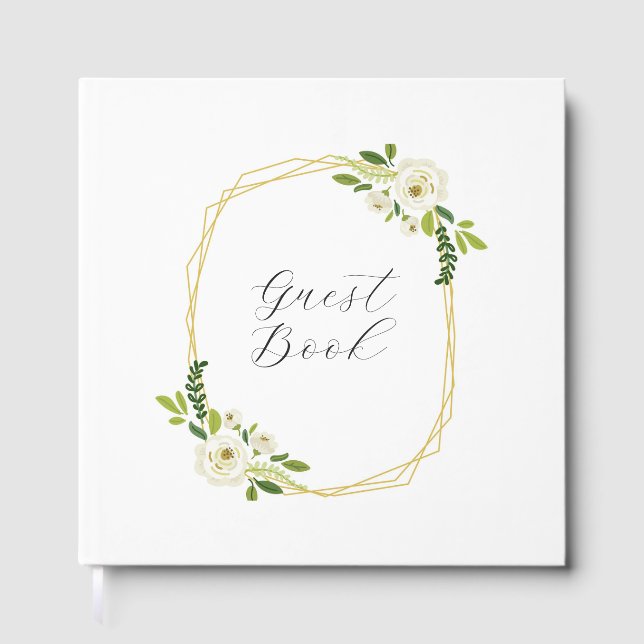 Luxury White Rose Floral Frame  Gästböcker (Framsida)