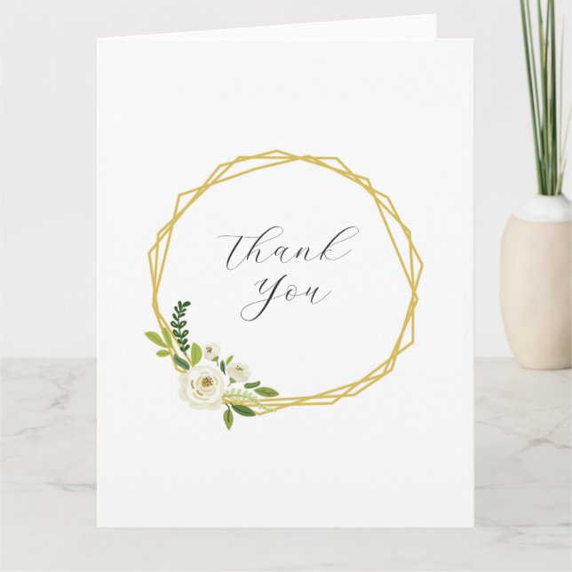 Luxury White Rose Floral Frame  Tack Kort (Framsida)