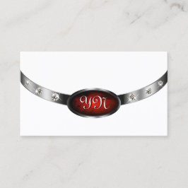 Luxury White Silver Red Marble Faux Rhinestones Visitkort
