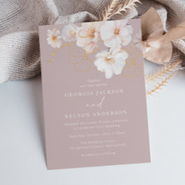 Luxury  Wildblommor Guld Bröllop Inbjudningar