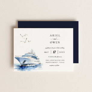 Luxury Yacht Nautical Theme Bröllop Inbjudningar