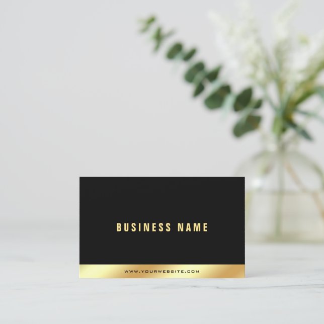 Luxury Your Custom Text Elegant Black And Gold Visitkort (Stående Fram)