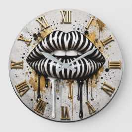 Luxury Zebra Lip Modern Fashion Art Decor Stor Klocka