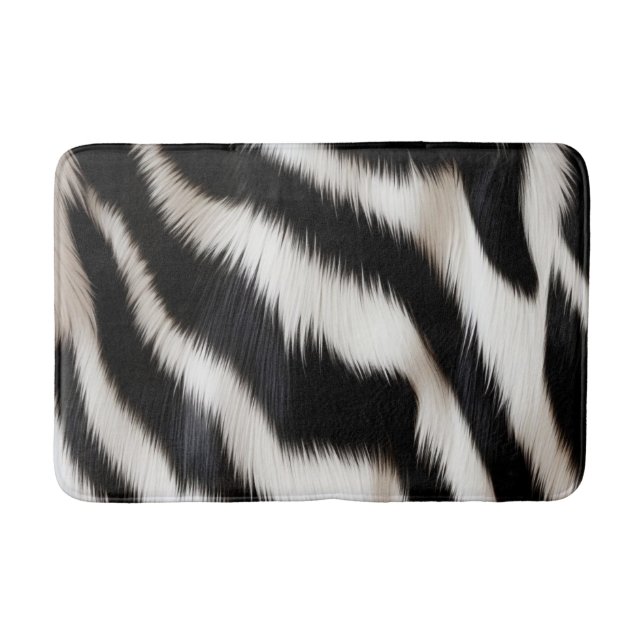 Luxury Zebra Print Elegant Black & White Faux Fur  Badrumsmatta (Framsidan)