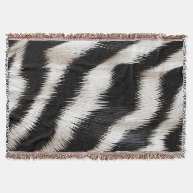 Luxury Zebra Print Elegant Black & White Faux Fur  Filt (Framsidan)