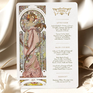 Luxus Menu Bröllop Art nouveau av Mucha Inbjudningar