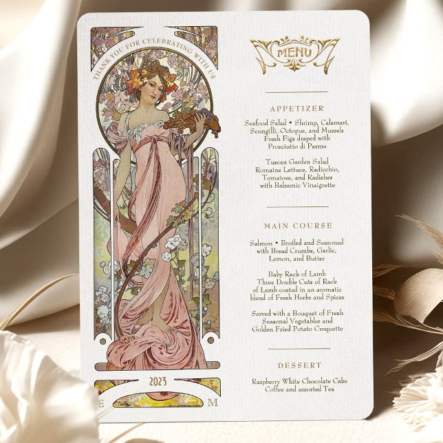 Luxus Menu Bröllop Art nouveau av Mucha Inbjudningar (Skapare uppladdad)