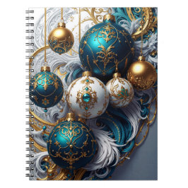 Luxus Weihnachtskugeln Blau Gold Ornament Anteckningsbok