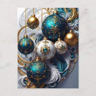 Luxus Weihnachtskugeln Blau Gold Ornament Standard Vykort