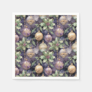 Luxutradians: Lila och Guld Julseno Splendo Pappersservett