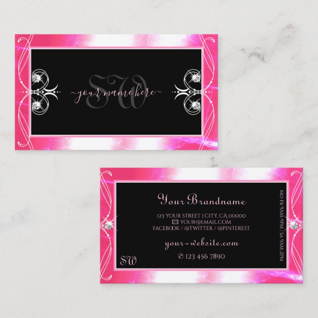 Luxuy Black Rosa Gnistra judar Ornamels Initialer Visitkort (Fram/baksida)
