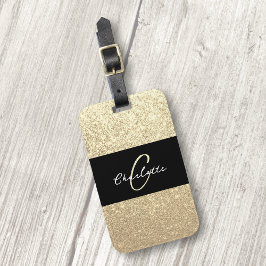 Luxvaror Gnistra Guld Glitter Namn Bagagebricka