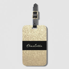 Luxvaror Gnistra Guld Glitter Namn Bagagebricka