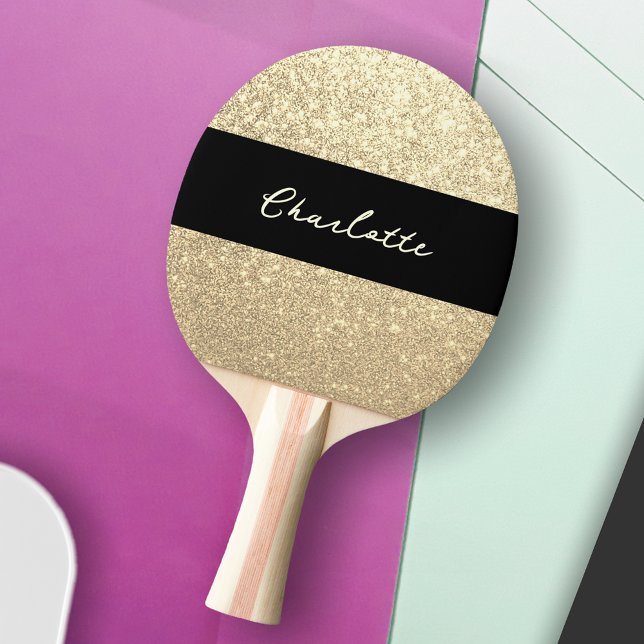 Luxvaror Gnistra Guld Glitter Namn Pingisracket (Skapare uppladdad)