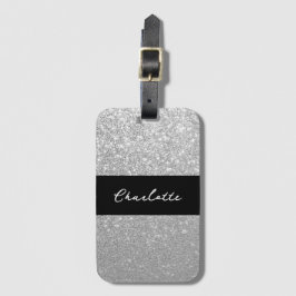 Luxvaror Gnistra Silver Glitter Namn Bagagebricka
