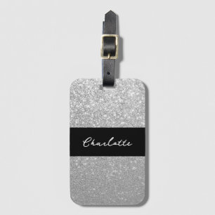 Luxvaror Gnistra Silver Glitter Namn Bagagebricka