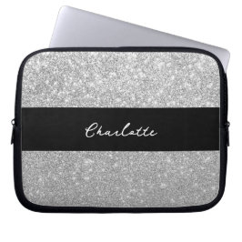 Luxvaror Gnistra Silver Glitter Namn Laptop Fodral