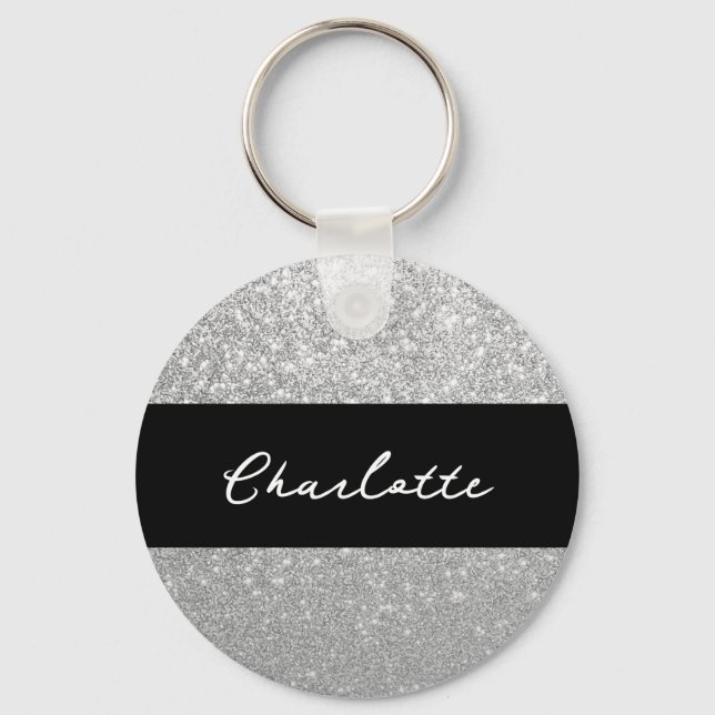 Luxvaror Gnistra Silver Glitter Namn Nyckelring (Framsida)