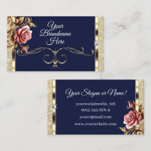 Luxvaror Mörk blått Guld Glitter Rosa Vintage Ro Visitkort